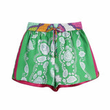 Chic Patchwork Print Shorts Sets Women 2021 Fashion Bow Tie Cropped Shirts Drawstring Elastic Waist Shorts Casual
