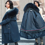 -30 Degrees Snow Wear Long Parkas Winter Jacket Women Fur Hooded Clothing Female Fur Lining Thick Winter Coat