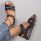 Breakj 2024 Retro Summer Anti-Slip-Soled Sandals Women's Line Glued Slopes And Flower