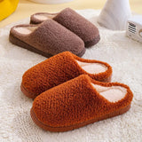 Indoor Fur Slippers for Home Floor Shoes Warm Plush Slippers Solid Color Autumn Women Slippers Shoes Soft