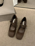 And Winter 2024 New Style Thick-Heeled Mary Jane Shoes With Square Head Style With Skirt And Single Shoes For Women's