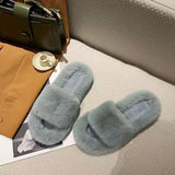 Breakj Hairy Slippers Women 2025 Autumn And Winter New Hairy Home Outside The Bottom Of The Wearing Plush