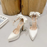 High Heels, New Waterproof Table Shoes, Women's Thick Heels, Bow And Hollow Baotou