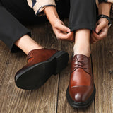 Breakj Do Old Lace-Up Casual Leather Shoes Male British Korean Version Of The Block Groom Best Man Men's Shoes