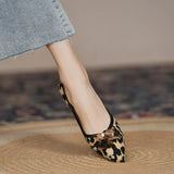 Spring Leopard Print Sexy Pointed Pin Buckle Flat Mother Shoes Flat Heel Comfortable