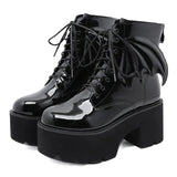 Angel Wing Punk Ankle Boots Ladies Platform Pumps Female Shoes Women Patent Leather Footwear Woman Gothic High