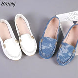 New Fashion Women Casual Flat Shoes Spring Autumn Loafer Women Slips Soft Round Toe Denim Flats Outdoor Sports Plus