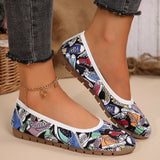 Women's Casual Single Shoes 2025 New Flat-Bottomed Pedal Printing Sports Canvas Shoes