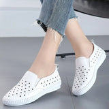 Flats Shoes 2021 Spring Genuine Leather Loafers Black White Sneakers Women Shoes Slip On Shoes Tenis summer ballet