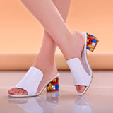 Women Fashion Summer Crystal Sandals Rhinestone Heels Open Toe Shoes Woman Colorful Ladies Beach Flip Flops
