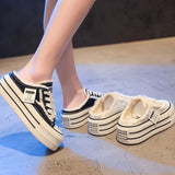 Slippers Women Wear 2024 New Canvas Shoes Without Heels And Semi-Support Online Celebrities Lazy Half-Dragged Thick Soles Cool