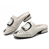 Women Slipper's 2021 Ladies Summer Slippers Shoes Women Low Heels Fashion Mules Summer Shoes Genuine Leather Large