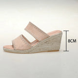 Breakj Size Hemp Rope Slope With Slippers Female 2024 Summer New Retro Trend Thick Bottom With