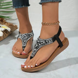 New Flat Flat Pinch Toe Elastic Sequin Rhinestone Sandals Women's Fashion Casual Comfortable Women's Shoes Women