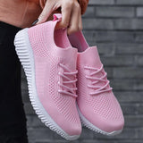 Sneakers Light Breathable 2021 Lace Up Flat Shoes Ladies Mesh Vulcanized Shoes Casual Comfort Female Footwear Plus