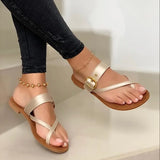 Summer Women Sandals Metal Decoration Flip Flops Clip Toe Casual Ladies Sandals Flat Footwear Outdoor Beach Women's