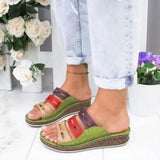 Summer Sandals For Women Shoes Retro Slip On Cork Leather Ladies Sandals Beach Slipper Gladiator Sandals Women Flip