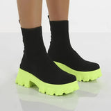Autumn Socks Boots Woman Stretch Fabric Mid-Calf Casual Platform Shoes Knitted Short Boots Women Plus Size Boots New