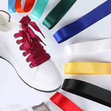 Lace Ribbon Candy Color Double Face Smooth Bud Silk Wide Flat Shoelaces 30