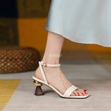 Summer 2022 Hot Ankle Strap Sandals Women Sexy Open Toe Triangle High Heels Sandals Female Buckle Strap Wedding Shoes Size