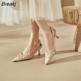Pointed Toe Single Shoes Women Spring Autumn Lace High Heel Hollow Out Thin Heels Sexy