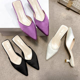 Breakj Half-Shoe Woman 2025 Summer New Large-Size Pointed Thin And Shallow Cloth Cloth Muller Shoes And