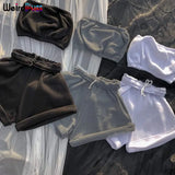 Puss 2021 Cotton Tracksuit Women Sporty Casual Strapless Top+Biker Shorts Matching Set Summer Trend Streetwear Slim