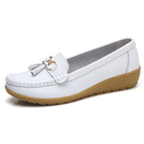 Women Shoes Spring Autumn Cow Leather Flats Women Footwear Slip On Loafers Mother Moccasins Shoes Female Large Size