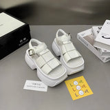Hollowed-out Breathable Thin Roman Sandals Women New All-match High-heeled Platform Sandals Thick Heel