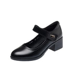 Breakj Shoes Spring / Summer 2023 Breathable Women's Shoes Thick Heel Soft Sole Work Shoes Casual Comfortable Black Medium Heel