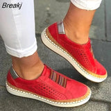 Women Slip on Sneakers Shallow Loafers Vulcanized Shoes Breathable Hollow Out Casual Ladies Shoes Woman Plus Size43
