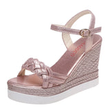 Female Fashion Open Toe Sandals Dress Silver Sandals Women Wedges Platform Party Shoes Woman Womens Platform