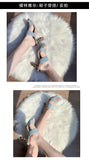New Design Metal Strange High Heels Summer Women Slipper Elegant Square Toe Slip-On Sliders Shoes Ladies Sandals Size