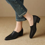 Breakj 2024 New Mother Shoes Female Small Leather Shoes Comfortable Square Root Versatile Fashionable Ins Solid Color Professional Commuter