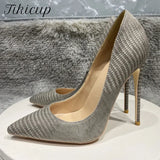 Grey Crocodile Effect Sexy Women Pointed Toe 80 100 120 High Heel Shoes for Party Wedding Gorgeous Ladies Stiletto