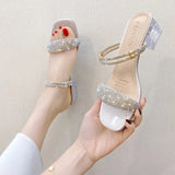Breakj New Summer With High-Heeled Sandals Water Dew Toe Shows Coarse And High Square Head Lady Legs