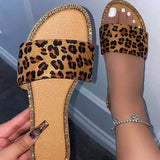 Women Leopard Slippers Ladies Glitter Crystal Casual Flat Female Open Toe Slides Women's Snake Summer Shoes Plus