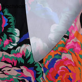 Women Sexy Deep V Neck Mini Dresses Vintage Floral Printed Long Sleeve A Line Dresses Female Chic Dresses With Back