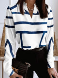 Women 2022 Spring Elegant V-Neck Blouse Popular Vintage Flowers Print Slim Shirt Autumn Office Ladies Fashion Long Sleeve