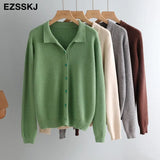 autumn short knit cardigans Women casual loose Square collar button sweater Cardigans Outwear female basic jacket