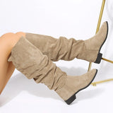 Breakj Boots Women's Autumn 2023 British Style Retro Thick And Sharp But Knee-High
