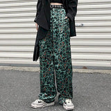 print wide-leg pants women high waist mopping drape feeling 2020 autumn drape autumn thin pants personality