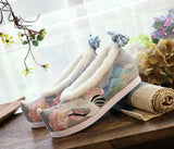 Breakj Shoes Hanfu Shoes Ancient Style Female Embroidered Cloth Shoes Inside The Raised Head Ancient Costume Shoes Cloth Shoes