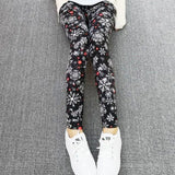 Leggings Women Colorful Digital Print Sexy Leggings Stretch Workout Push Up Trousers Fitness