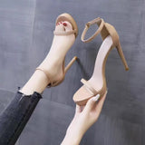 Breakj New Summer Net Red High Heels With Sexy And Thin Gold Waterproof Table Sandals