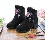 Breakj Boots Autumn And Winter Clip Cotton And Velvet High Heel Women's Boots Cotton Boots Snow Boots Winter Boots Embroidered Cloth Shoes