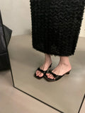 Breakj Cool Drag Bow One-Word Slippers 2025 Summer New Fairy Shoes Wearing Temperament Coarse