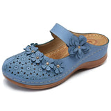 Women Shoes Roman Flat Casual Sandals Comfy Flower Sweet Women Sandals PU Durable Wedge Leather Platform Shoes Ladies Plus