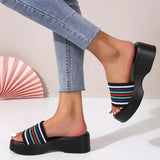 Breakj Word Thick-Bottomed Slippers Large Code 2025 New Thick-Bottomed Head Wide Strip Slippers Women's