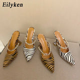 2022 New Zebra Women Pumps Fashion Crystal Slingback High heels Party Strange Style Wedding Bride Shoes Size